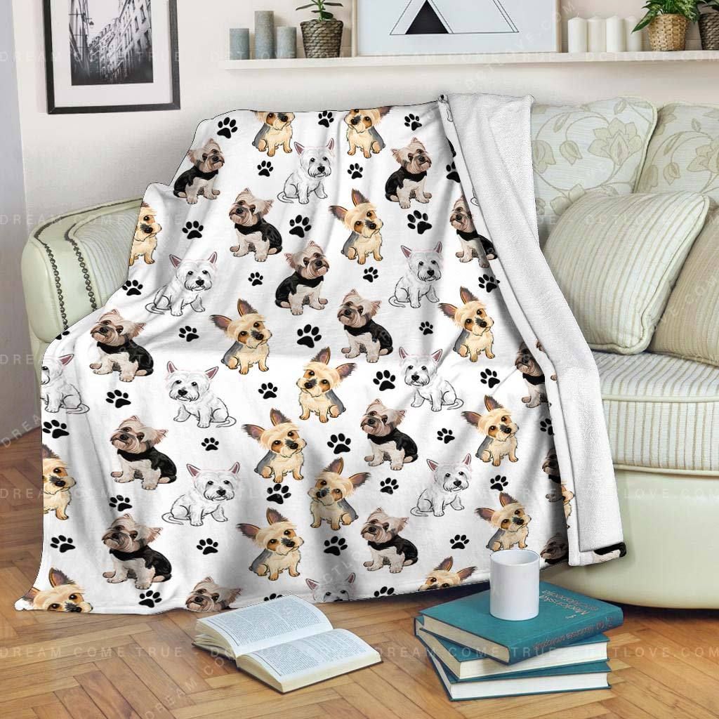 Yorkshire Terrier Paw Sherpa Fleece Blanket