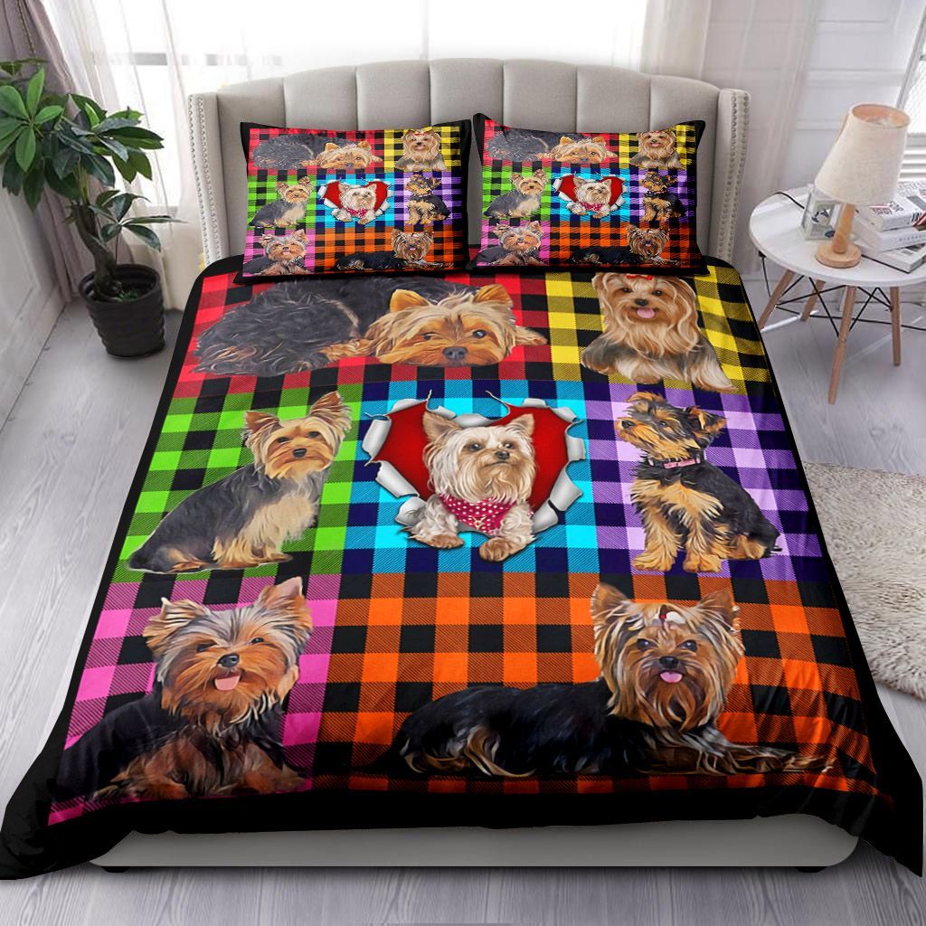 Yorkshire Terrier Plaid Bedding Set