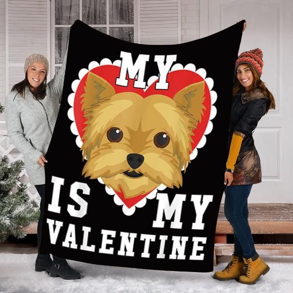 Yorkshire Terrier Valentines Day Sherpa Fleece Blanket