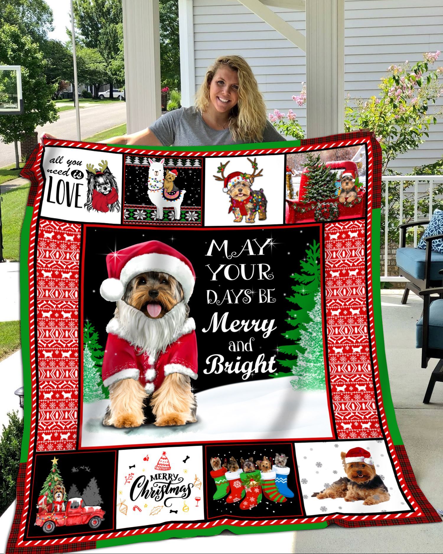 Yorkshire Terrier Xmas Sherpa Fleece Blanket