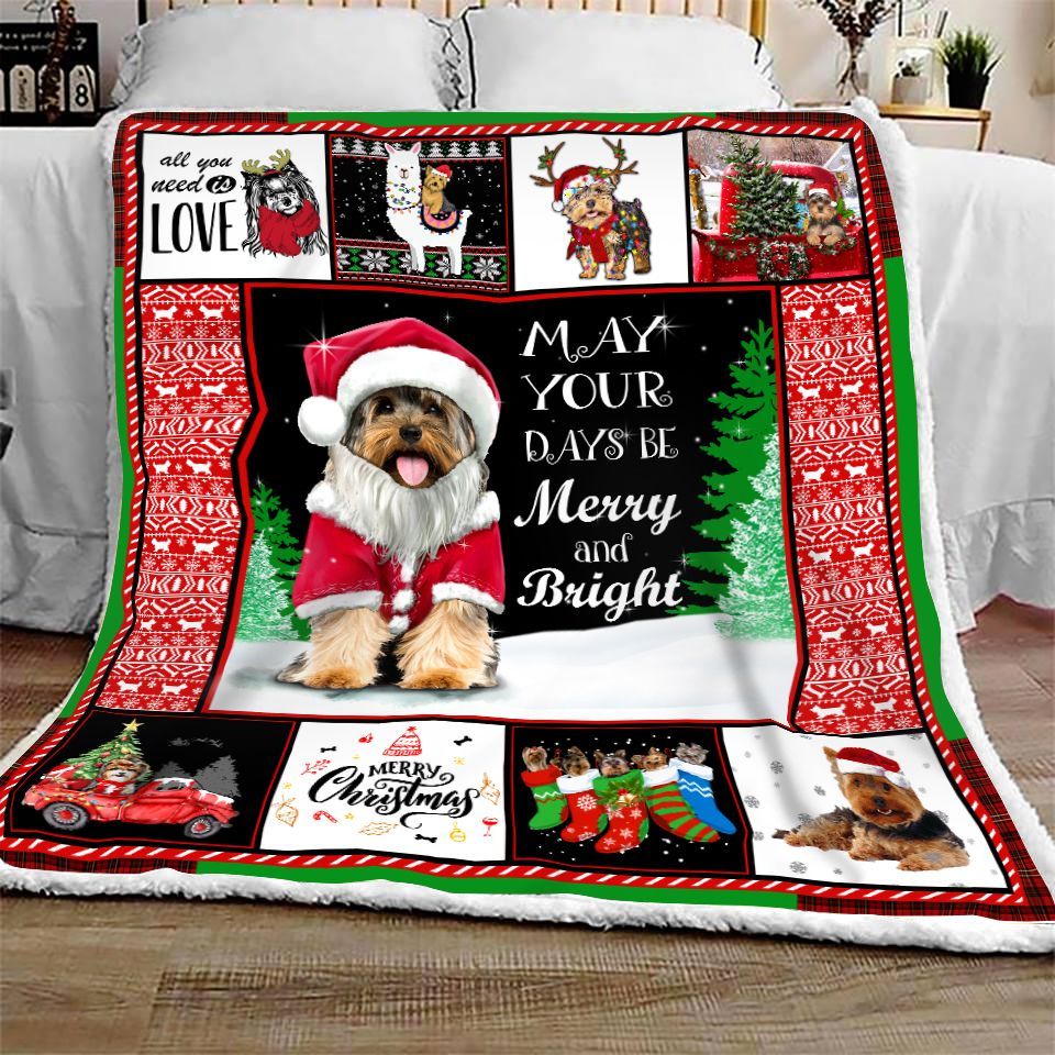 Yorkshire Terrier Xmas Sherpa Fleece Blanket