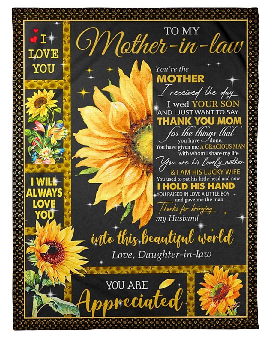 You Are Appreciated Sunflowers To Mother In Law Fleece Blanket Fleece Blanket