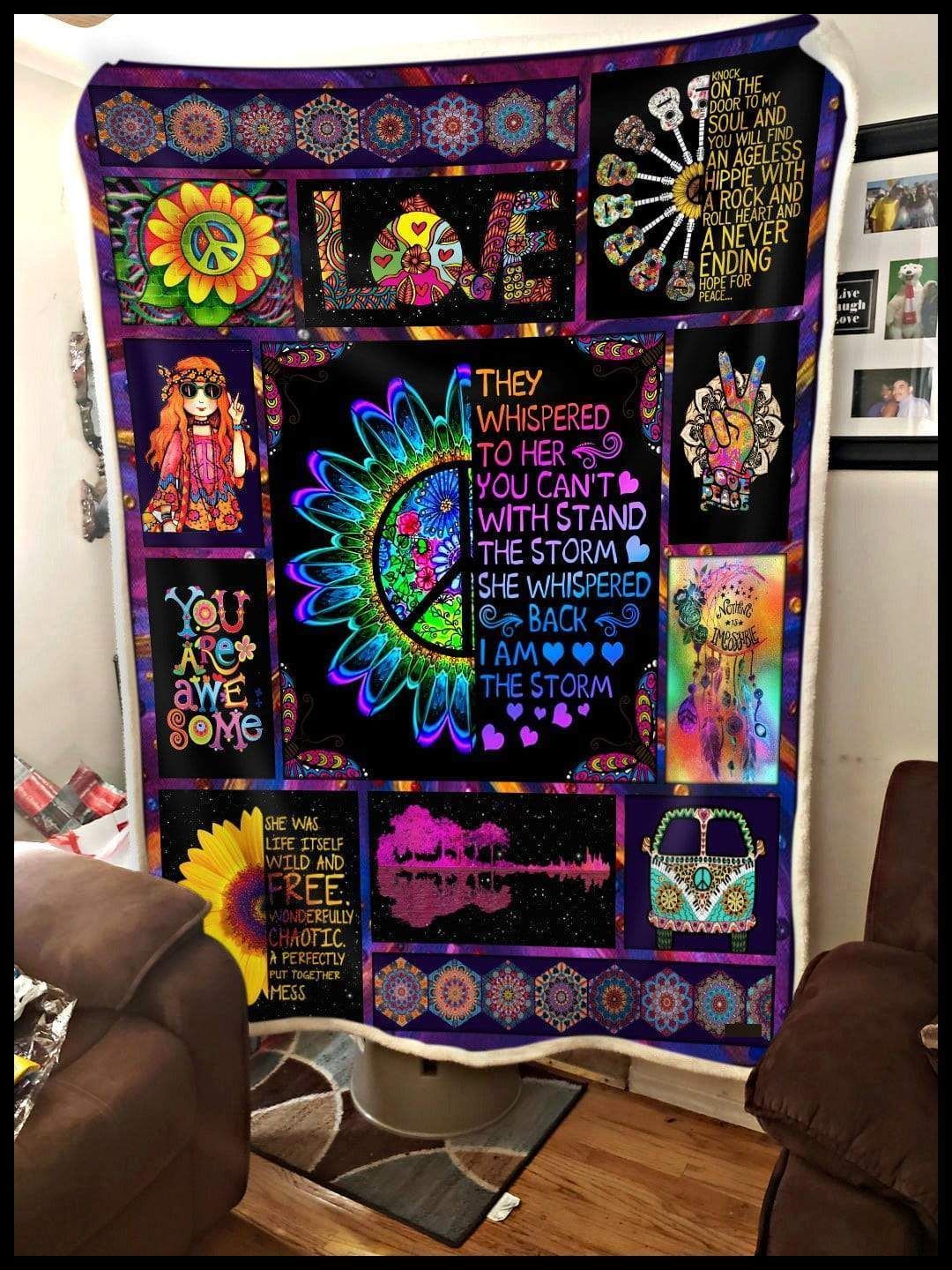 You Are Awesome Sunflower Hippie Design Fleece Blanket