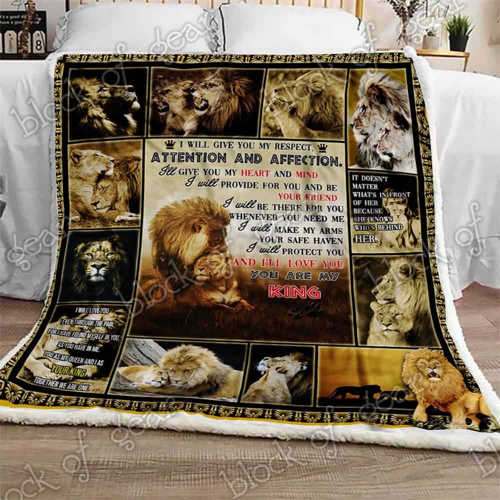 You Are My King Lion Couple Fleece Blanket