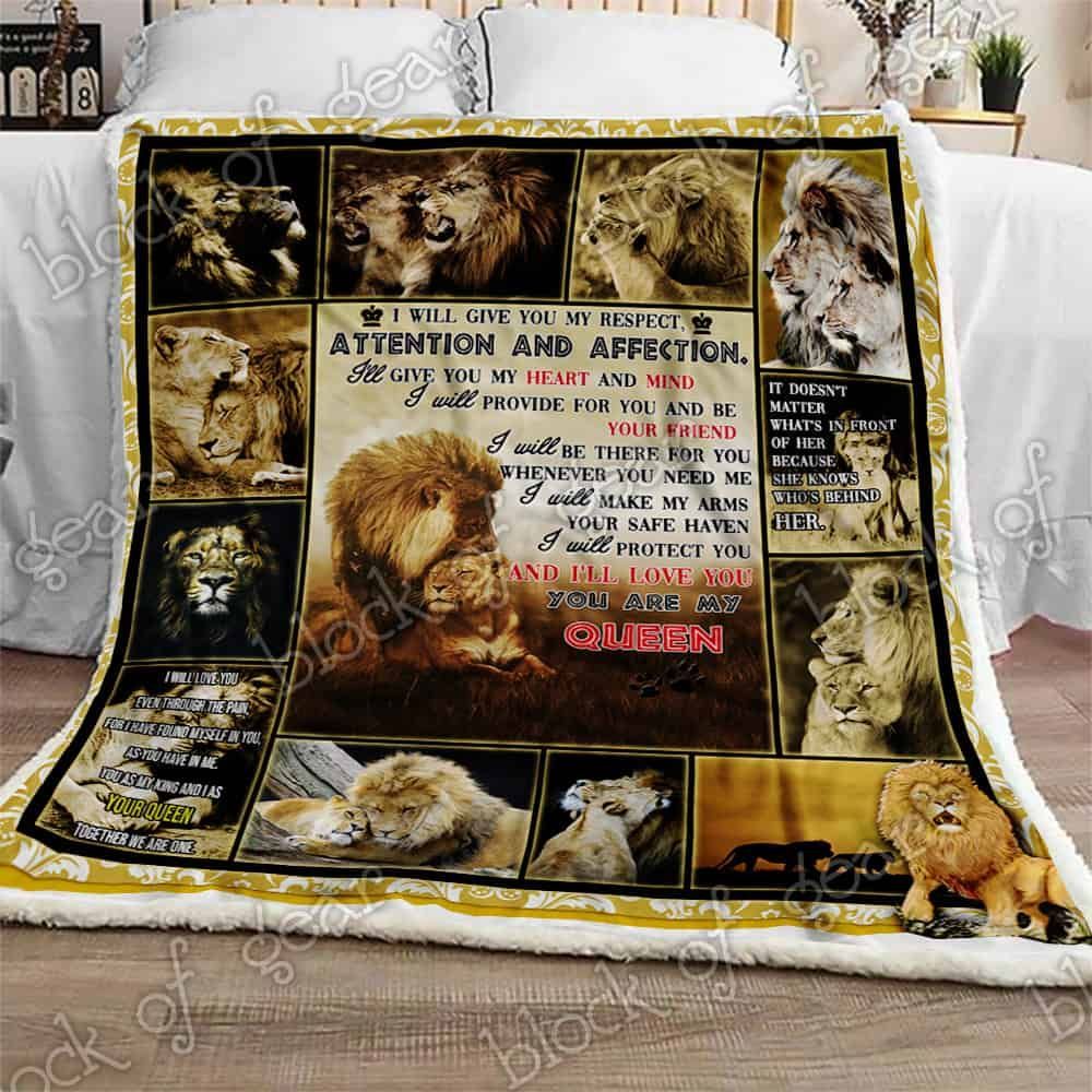 You Are My Queen Lion Couple Sherpa Fleece Blanket