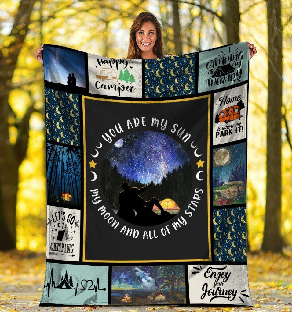 You Are My Sun Husband And Wife Camping Outdoor For Life Camping Fleece Blanket