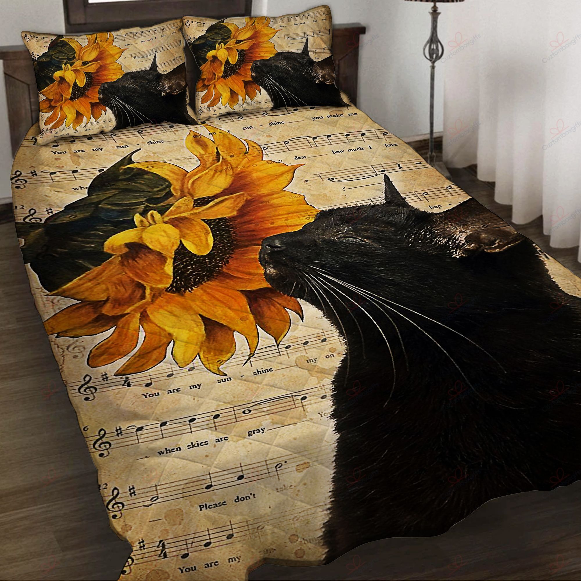 You Are My Sunshine Black Cat Bedding Set