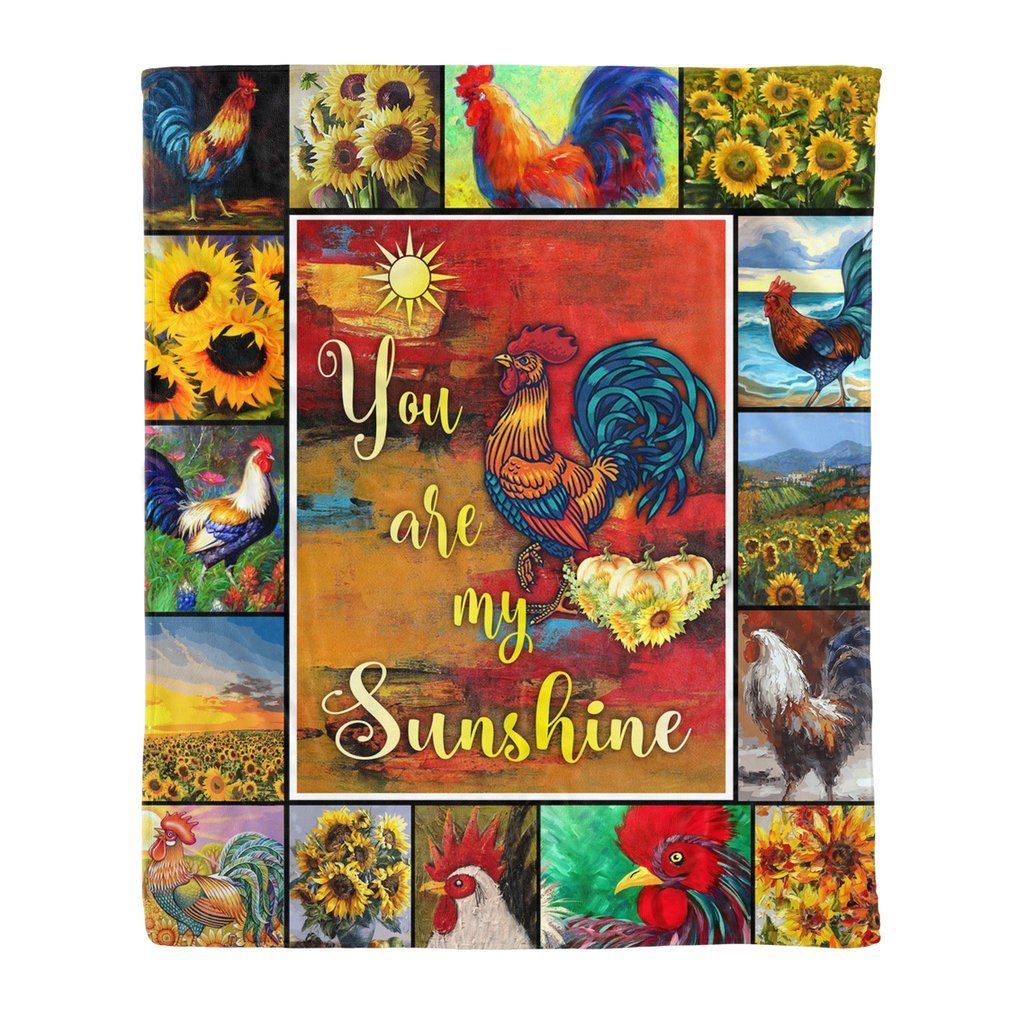 You Are My Sunshine Chickens Sunflower Farming Sherpa Fleece Blanket
