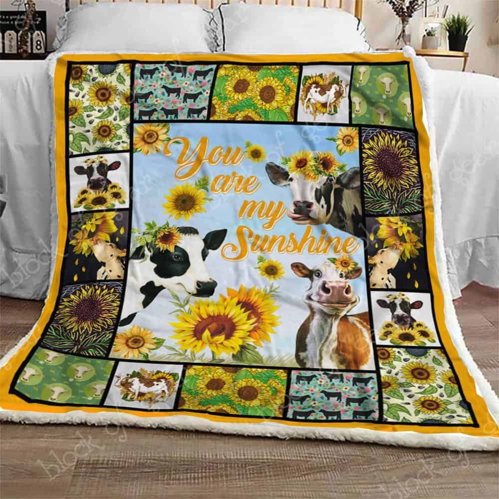 You Are My Sunshine Cow Fleece Blanket