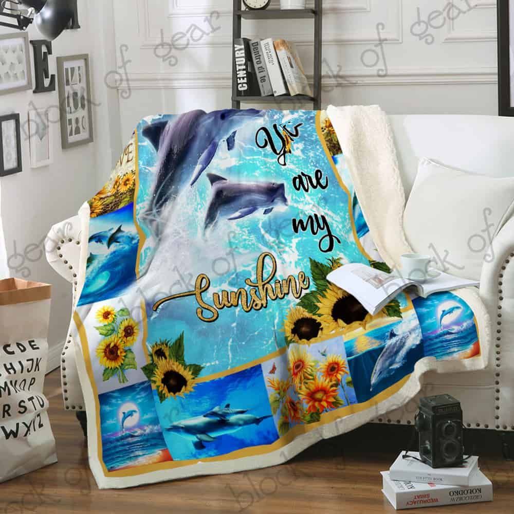 You Are My Sunshine Dolphin Fleece Blanket