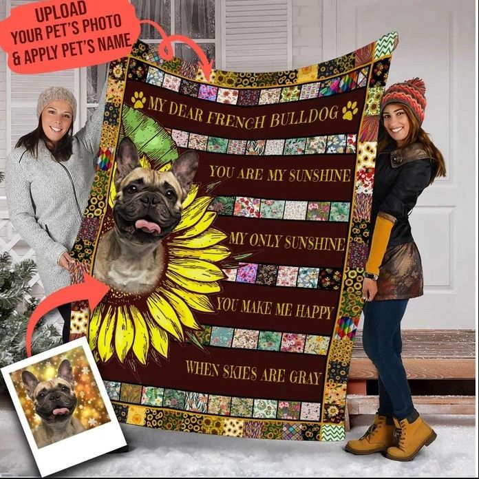 You Are My Sunshine French Bulldog Sherpa Fleece Blanket