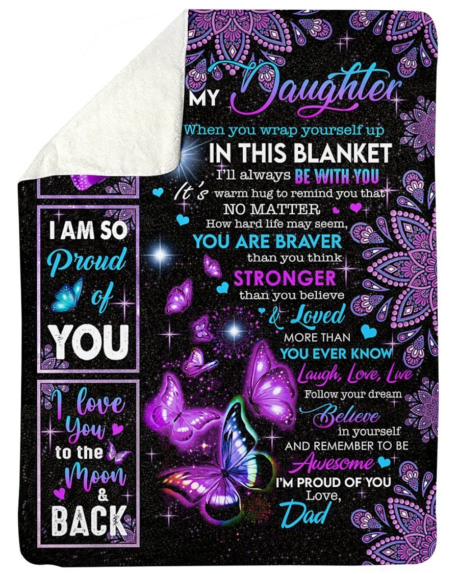 You Are My Sunshine Purple Butterflies To Daughter Fleece Blanket Sherpa Blanket