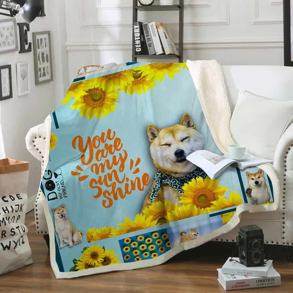 You Are My Sunshine Shiba Inu Fleece Blanket