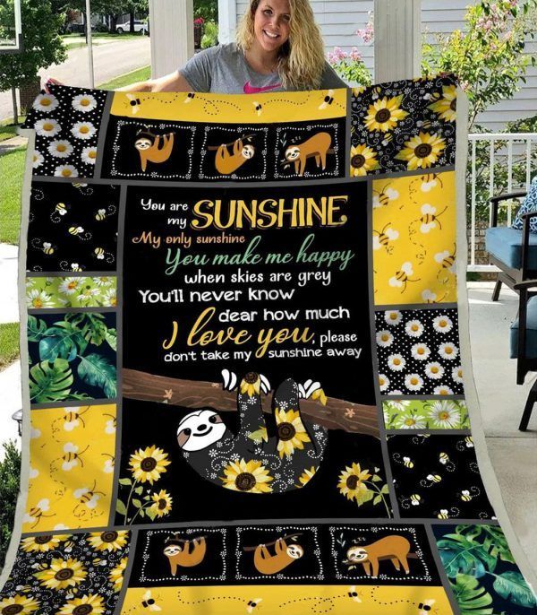You Are My Sunshine Sloth Sherpa Fleece Blanket