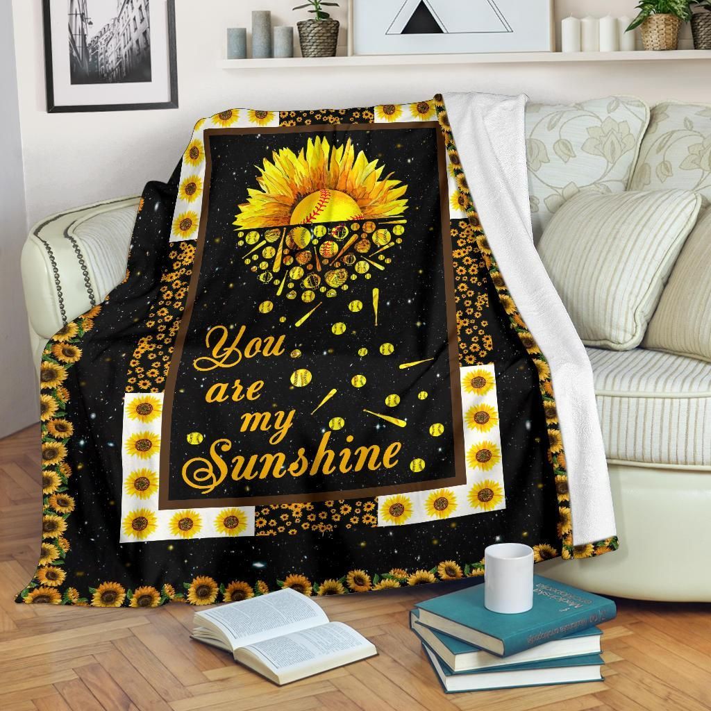 You Are My Sunshine Softball Sherpa Fleece Blanket