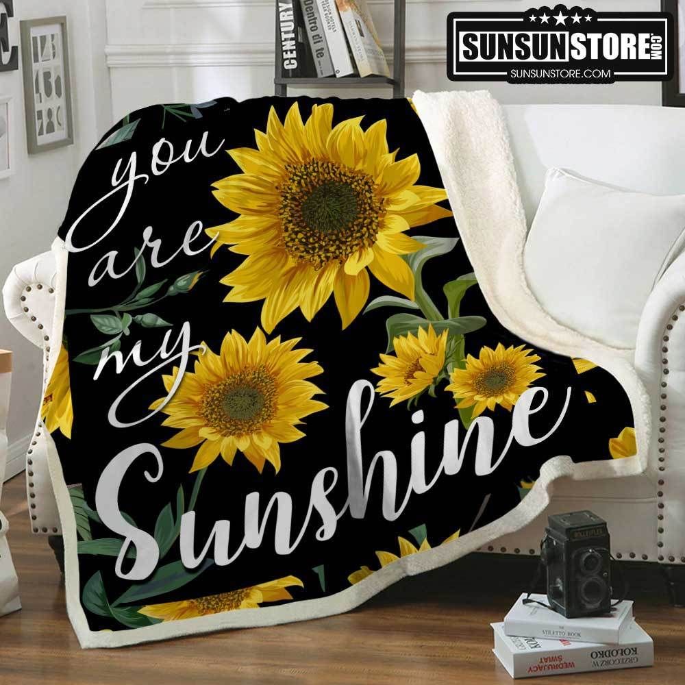 You Are My Sunshine Sunflower Sherpa Fleece Blanket
