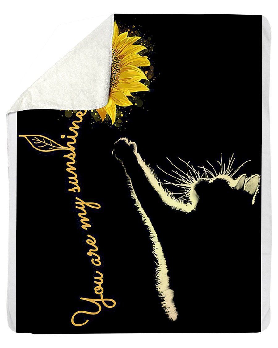 You Are My Sunshine Sunflower Design Gifts For Cat Lovers Fleece Blanket