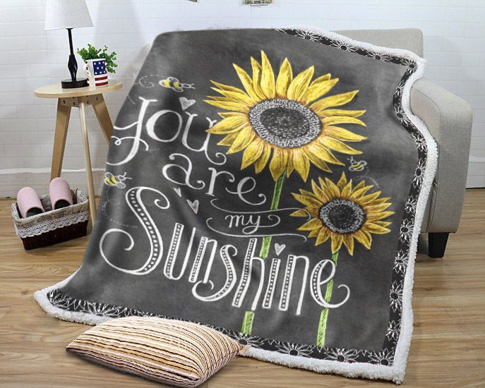 You Are My Sunshine Sunflower Sherpa Fleece Blanket