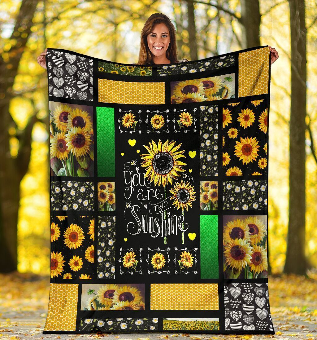 You Are My Sunshine Sunflower Hippie Sherpa Fleece Blanket