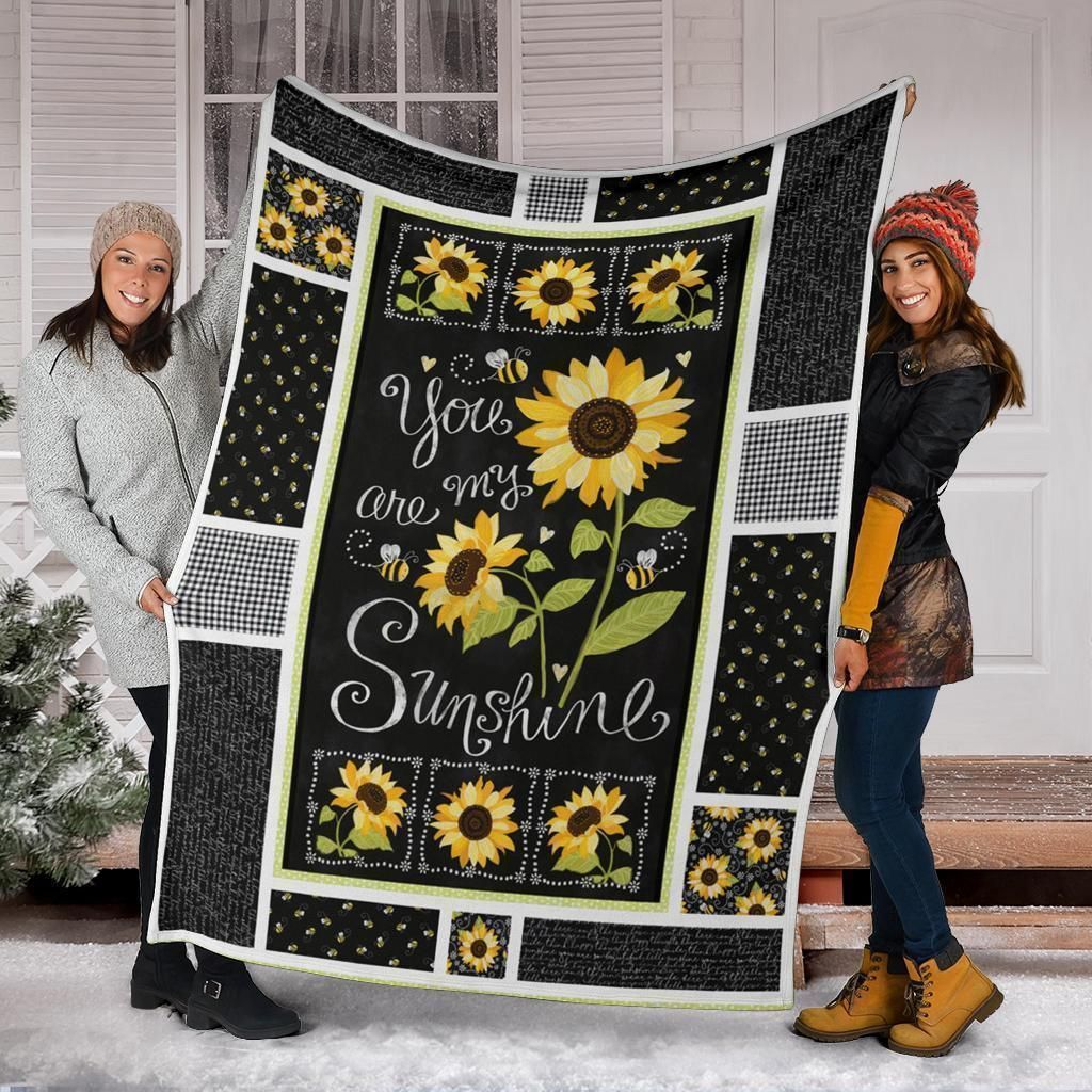 You Are My Sunshine Sunflower Printed Fleece Blanket