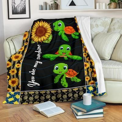 You Are My Sunshine Turtle Sherpa Fleece Blanket