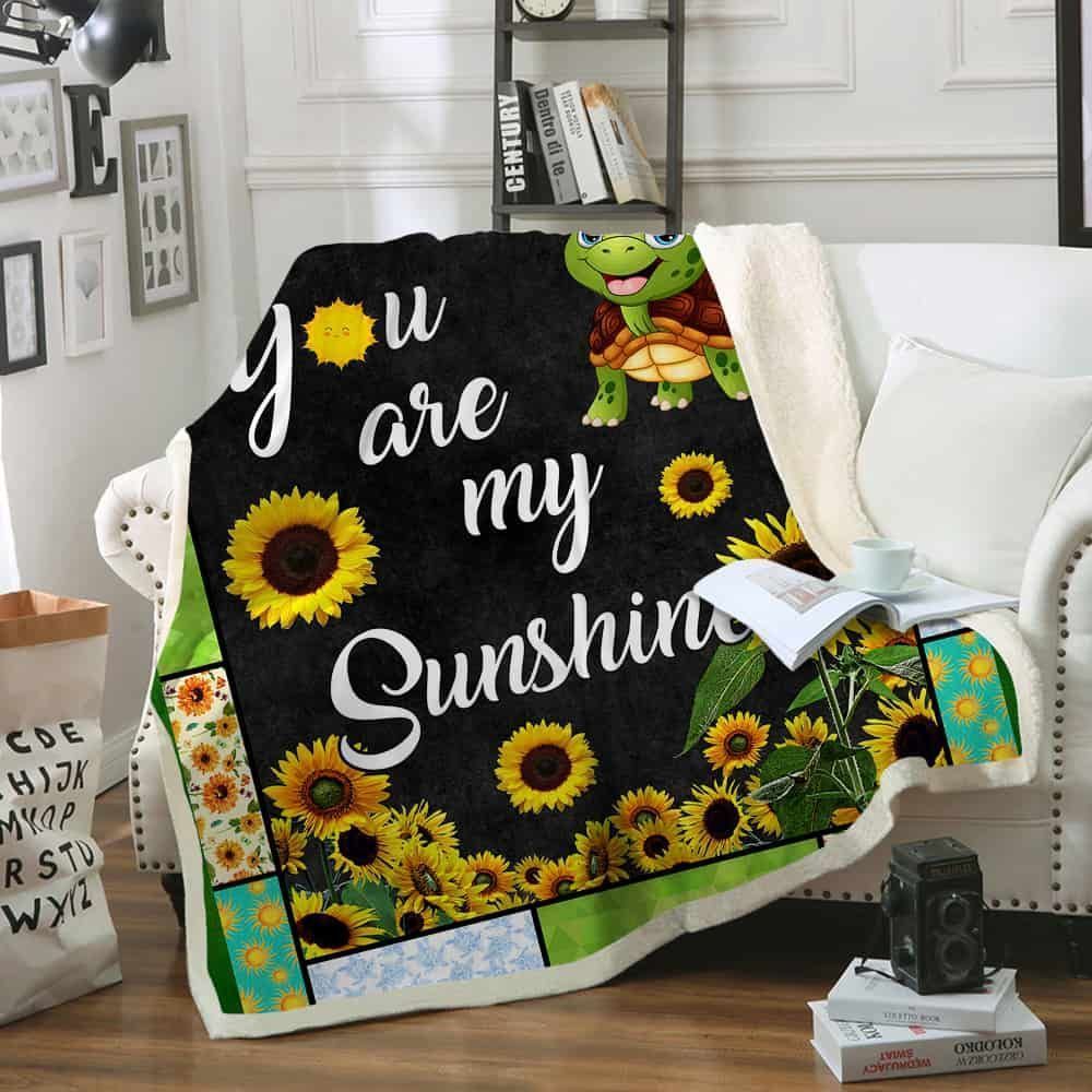 You Are My Sunshine Turtle Sherpa Fleece Blanket