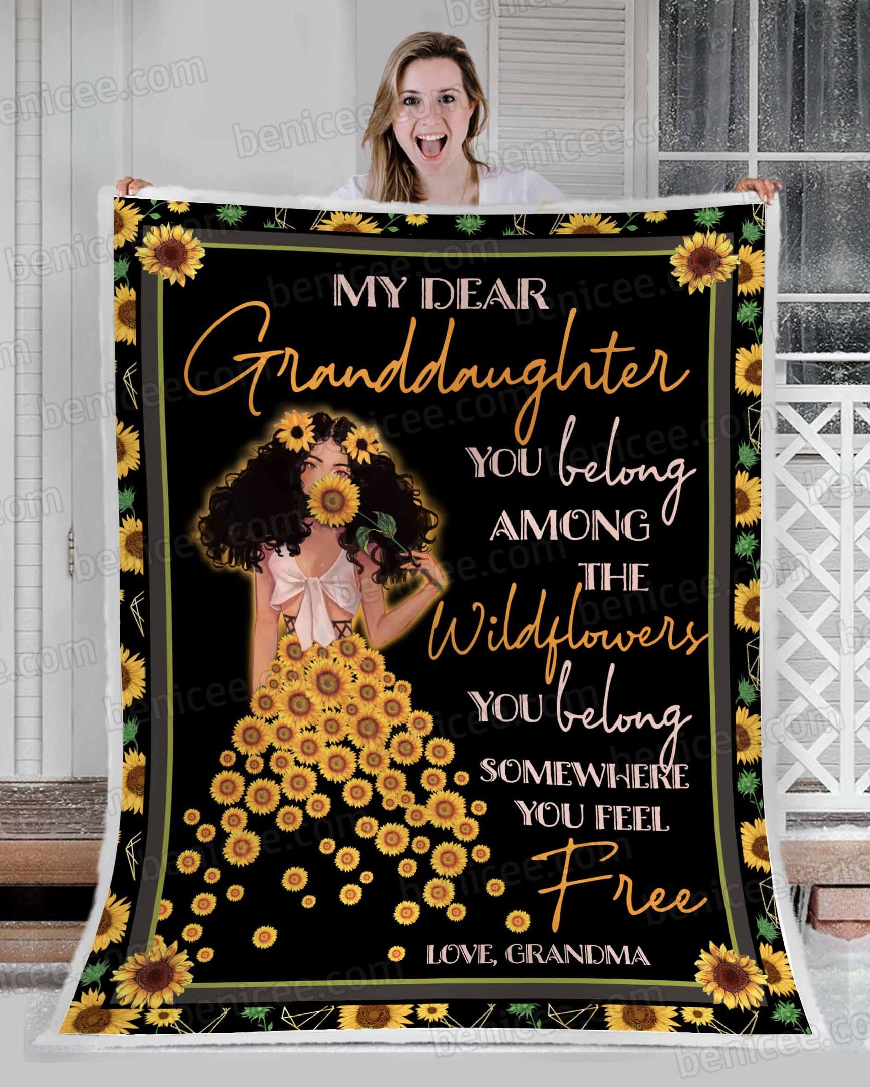 You Belong Among The Wildflowers Grandma Gift For Granddaughter Fleece Blanket