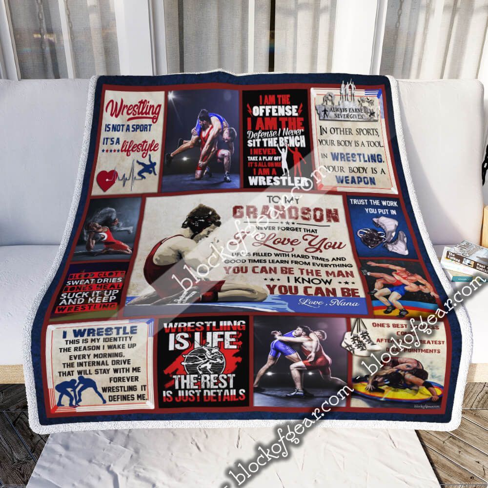 You Can Be The Man To My Grandson Love Nana Wrestling Sherpa Fleece Blanket