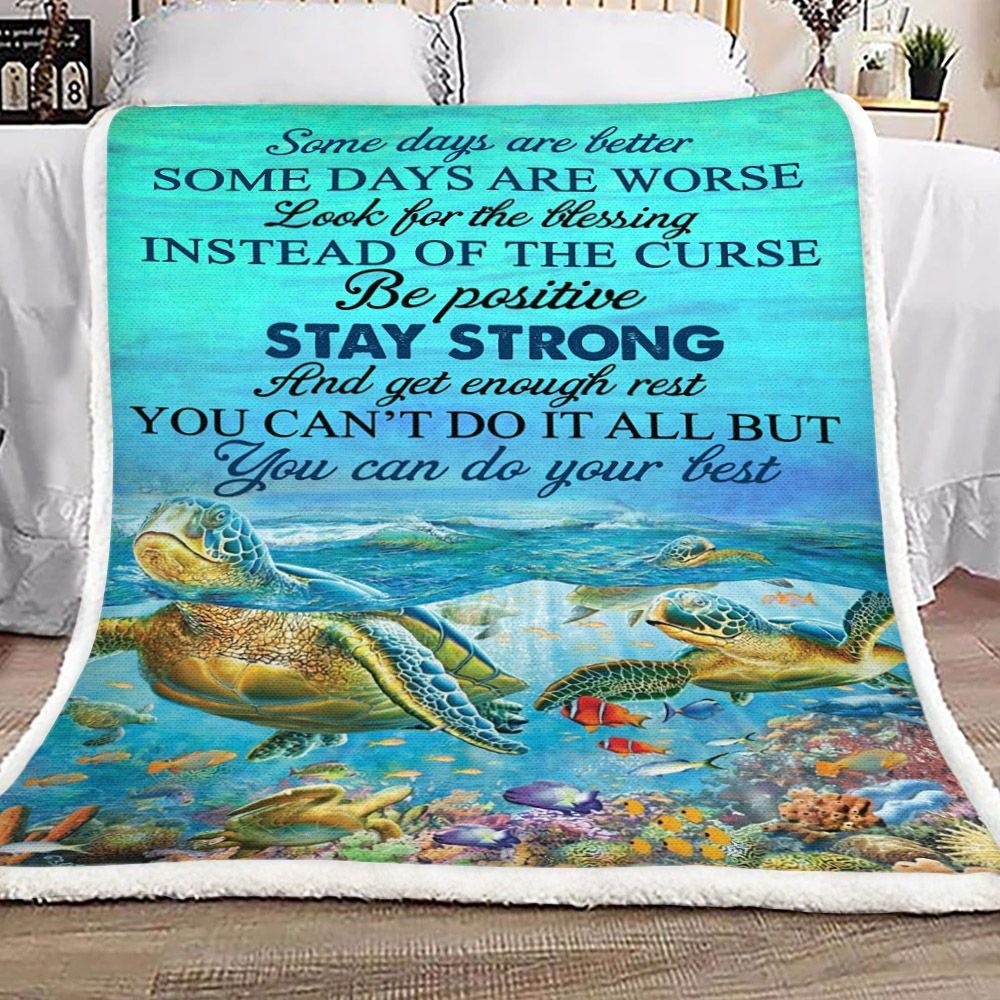 You Can Do Your Best Turtle Sherpa Fleece Blanket
