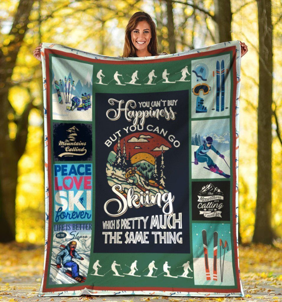 You Can’t Buy Happiness But You Can Go Skiing Fleece Blanket