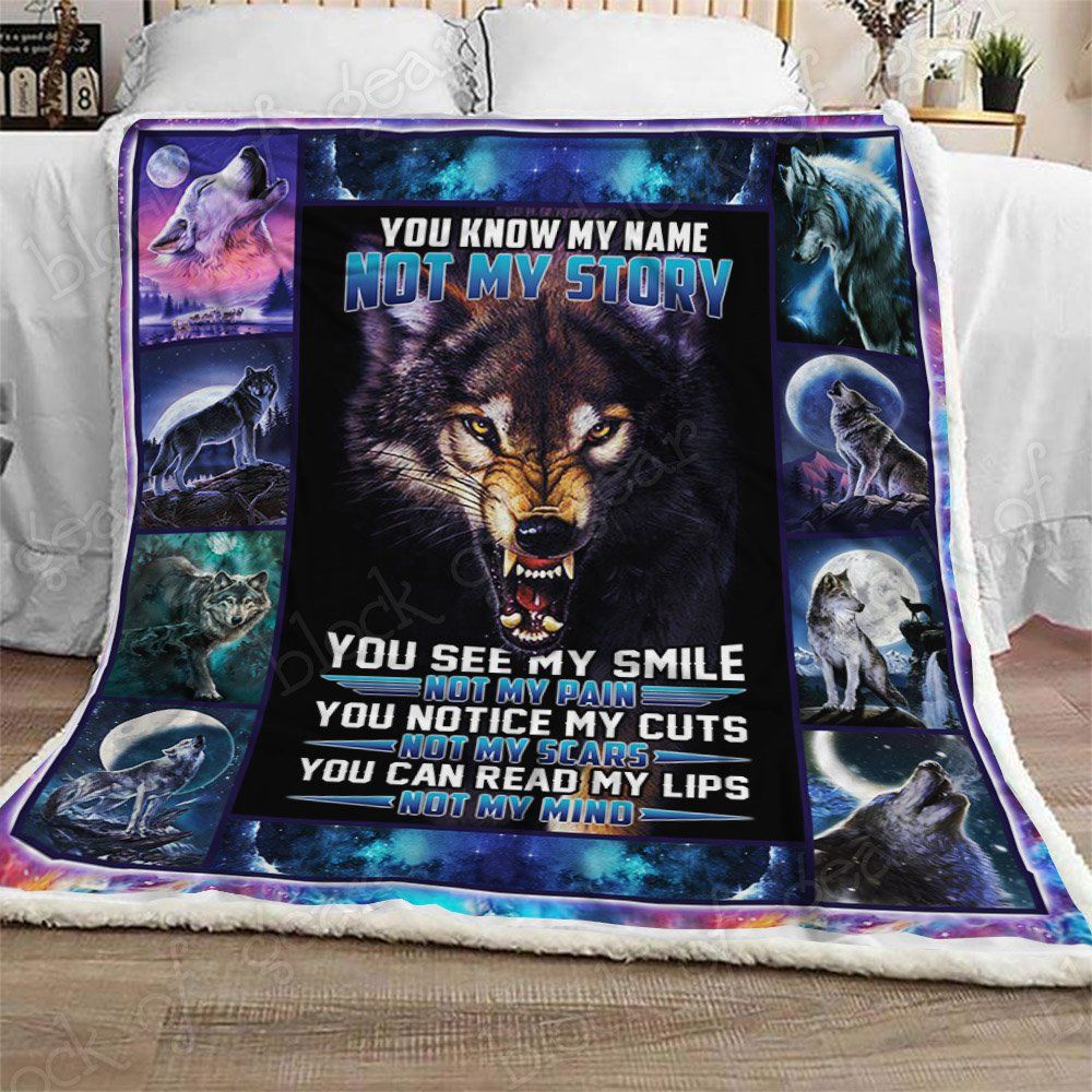 You Know My Name Not My Story Wolf Sherpa Fleece Blanket