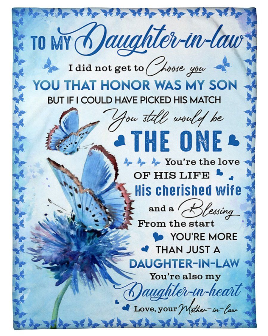 You’re Also My Daughter In Heart Blue Fleece Blanket To Daughter In Law Fleece Blanket