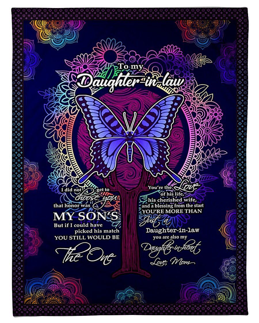 You’re Also My Daughter In Heart Butterfly To Daughter In Law Fleece Blanket Fleece Blanket