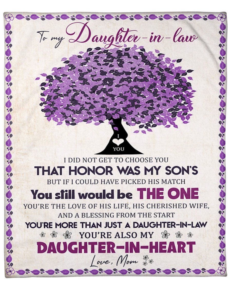 You’re Also My Daughter In Heart Purple Tree To Daughter In Law Fleece Blanket Fleece Blanket