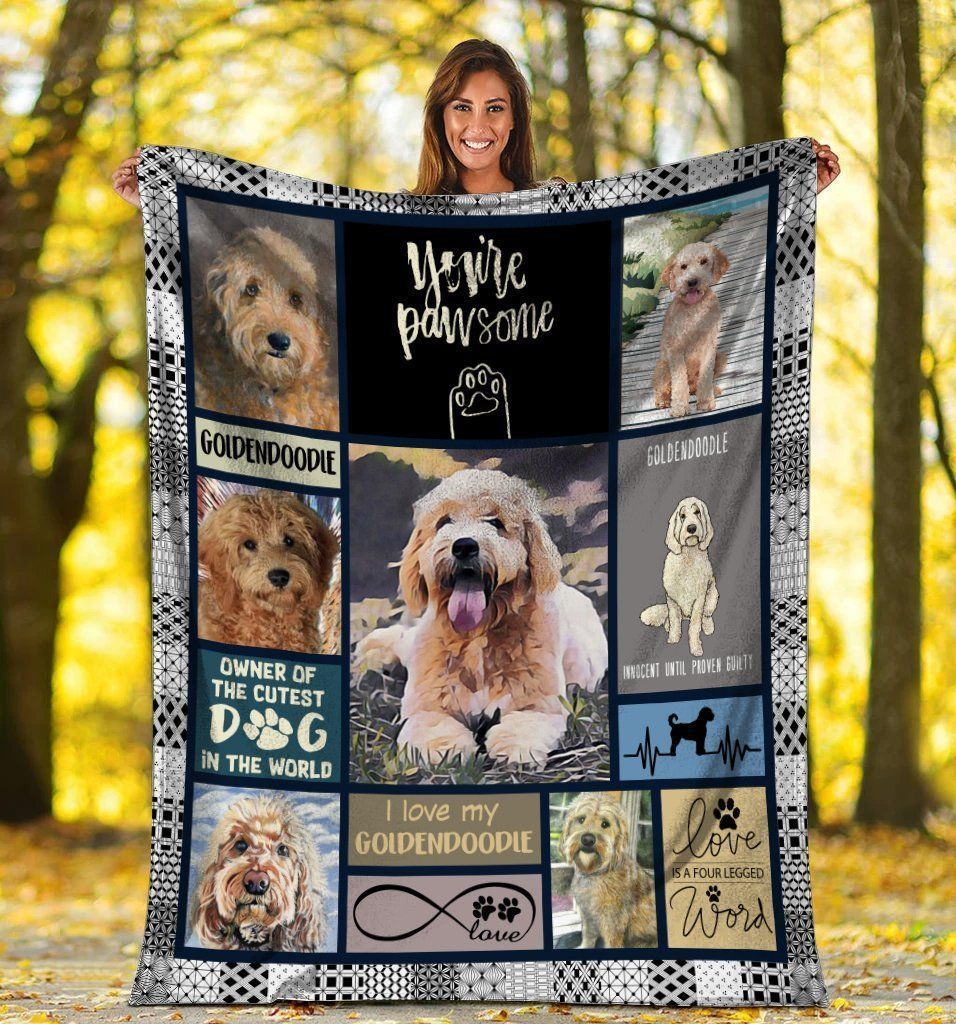 You’re Pawsome Fleece Blanket Trending Gift For Golden Doodle Lovers