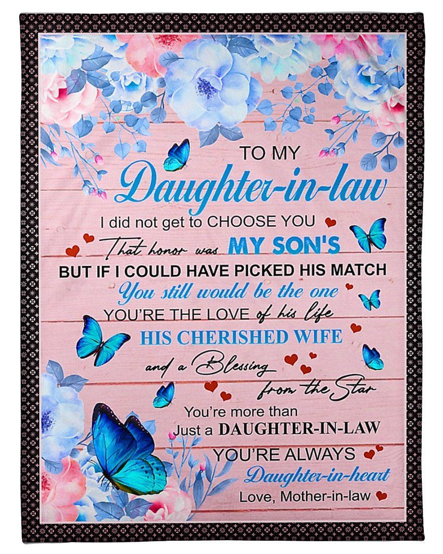 You’re The Love Of His Life Bue Butterflies To Daughter In Law Fleece Blanket Fleece Blanket