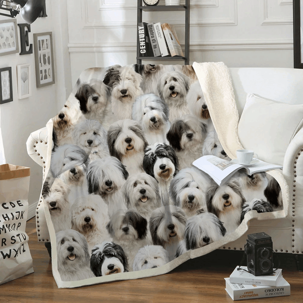 You Will Have A Bunch Of Old English Sheepdogs Sherpa Fleece Blanket