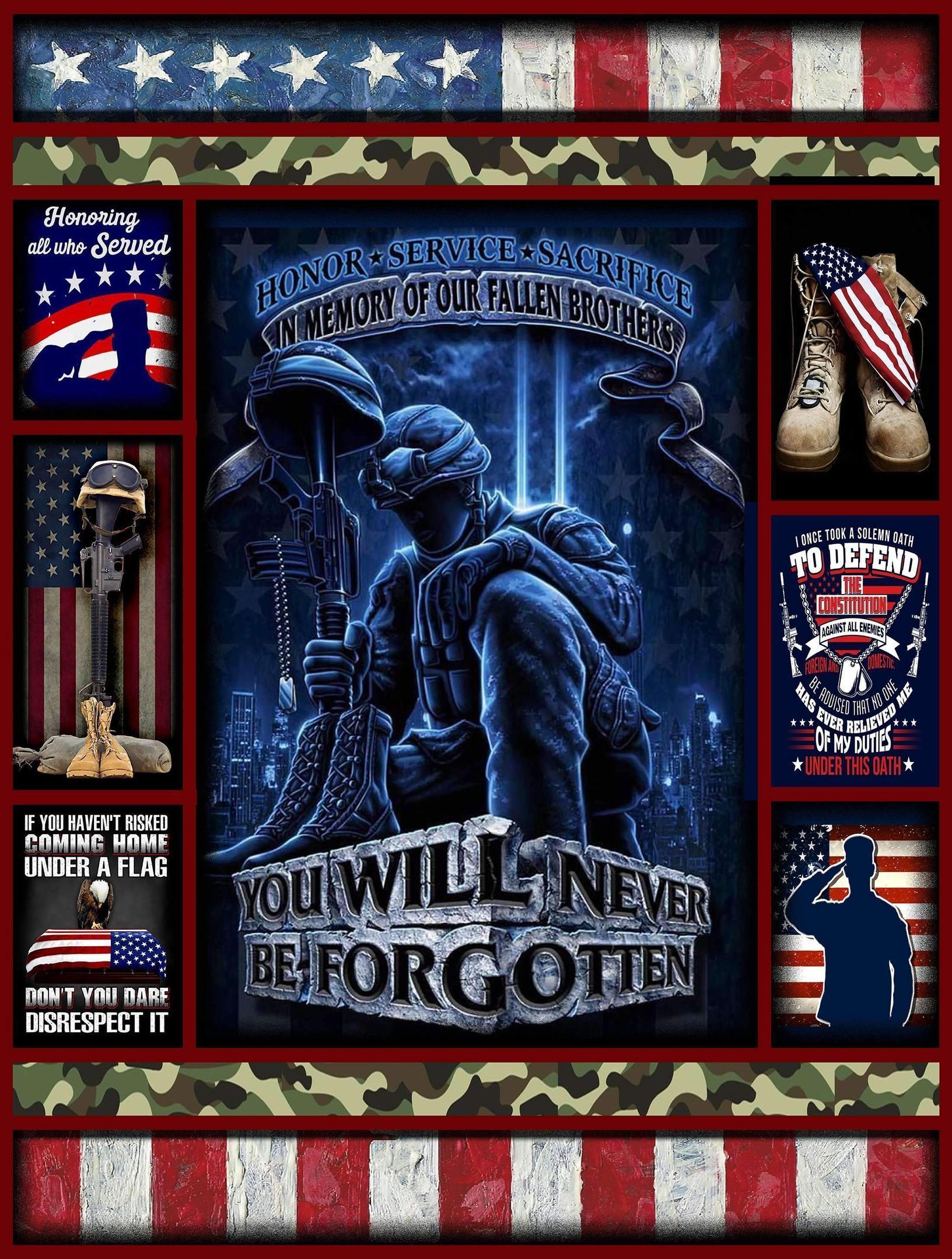 You Will Never Be Forgotten Blanket Gift For Veteran