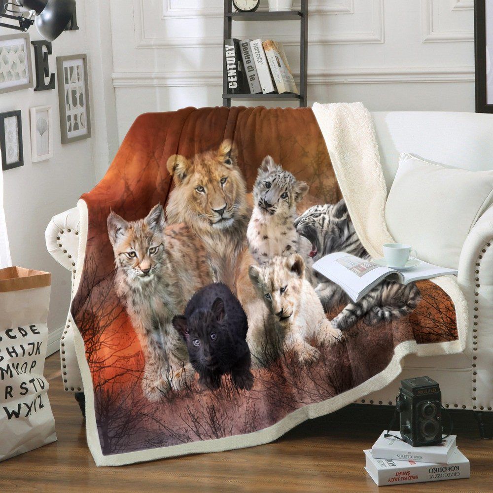 Young And Wild Lion Sherpa Fleece