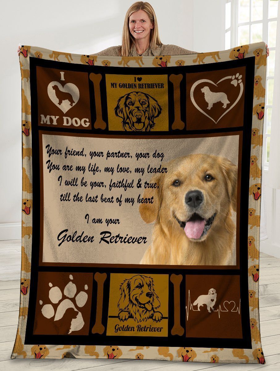 Your Friend Your Partner Your Dog Golden Retriever Dog Fleece Blanket