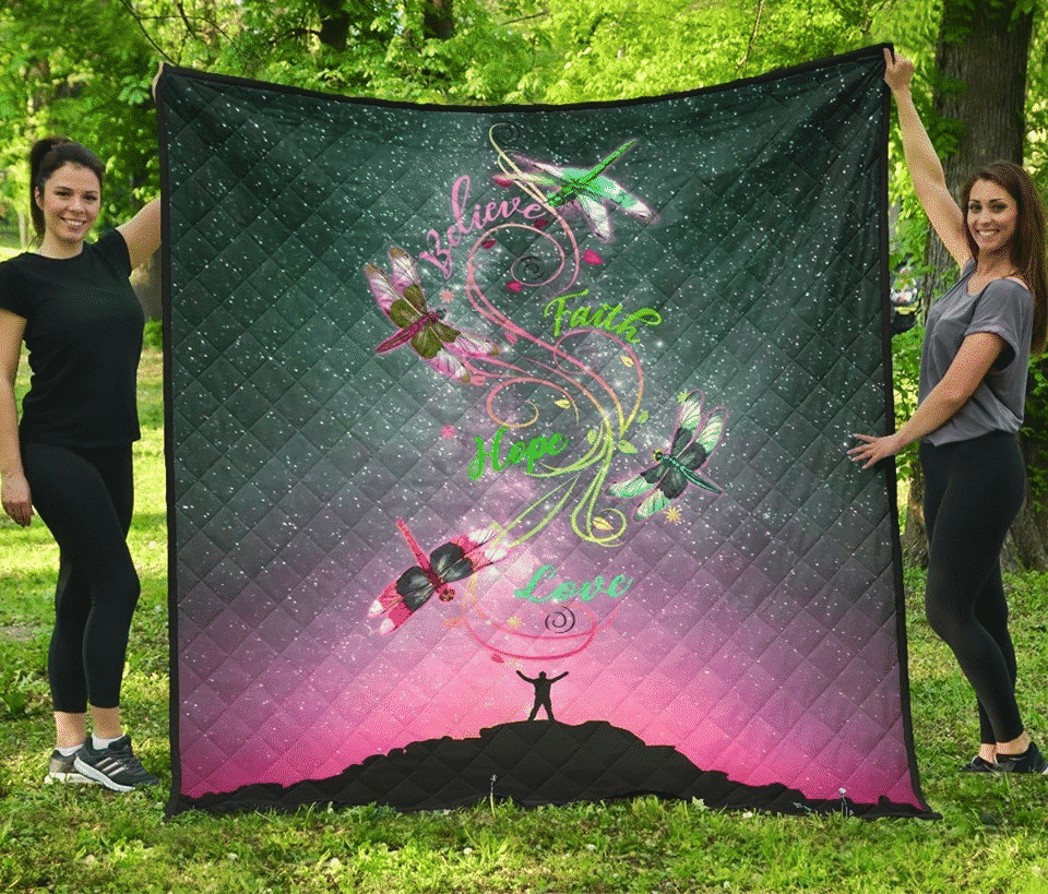 Yy0406 Dragonfly Believe Hope Love Quilt Christmas Gift Dhc16122902Dd