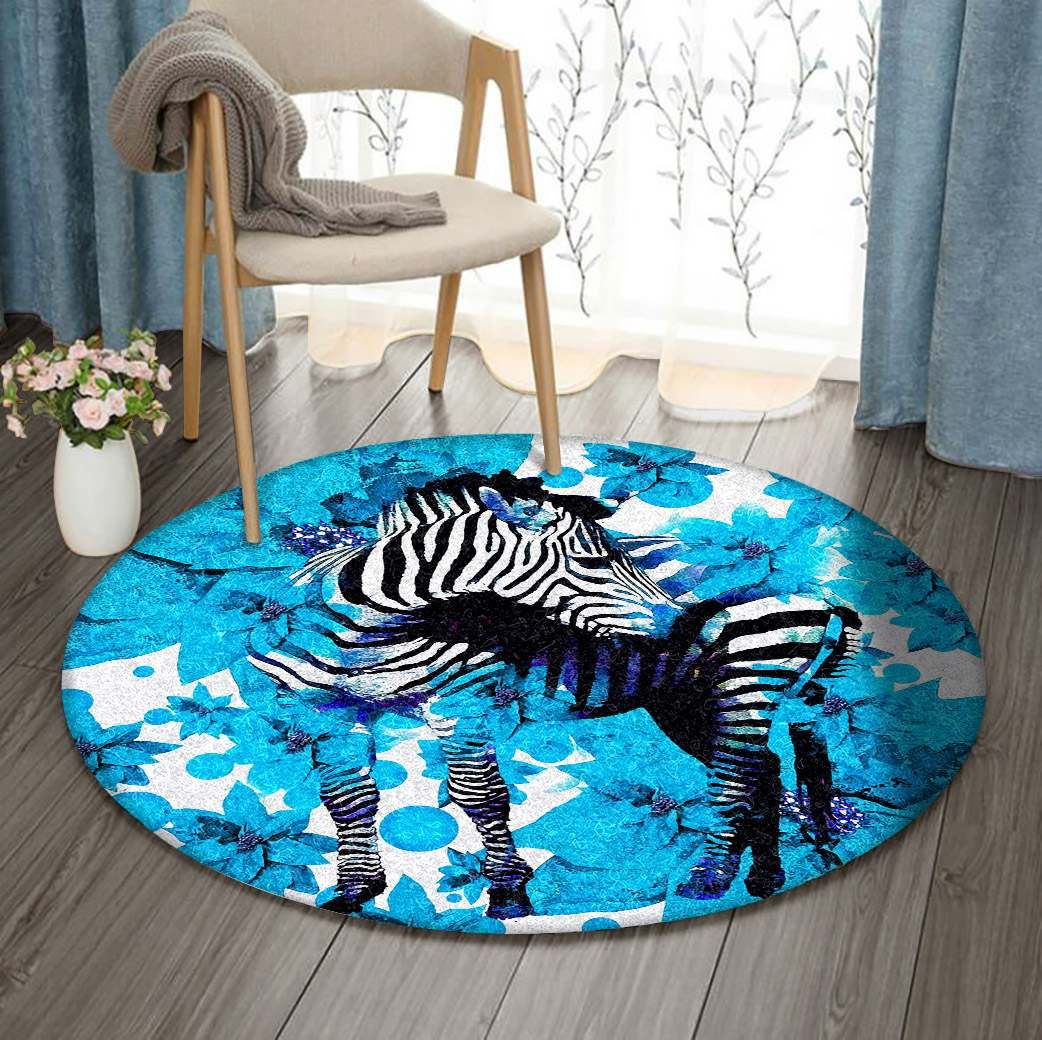 Zebra Floral Round Carpet