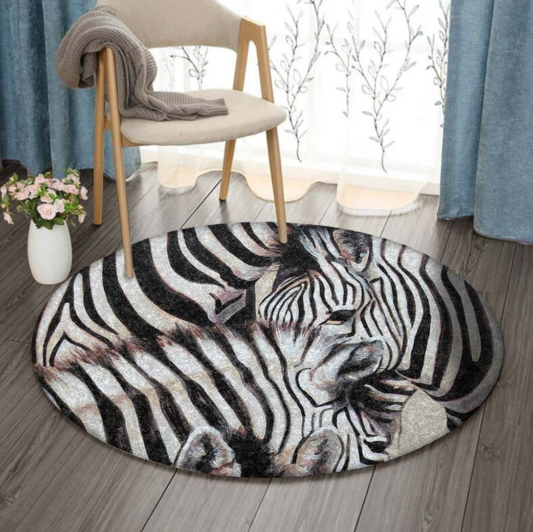 Zebra Family Round Carpet