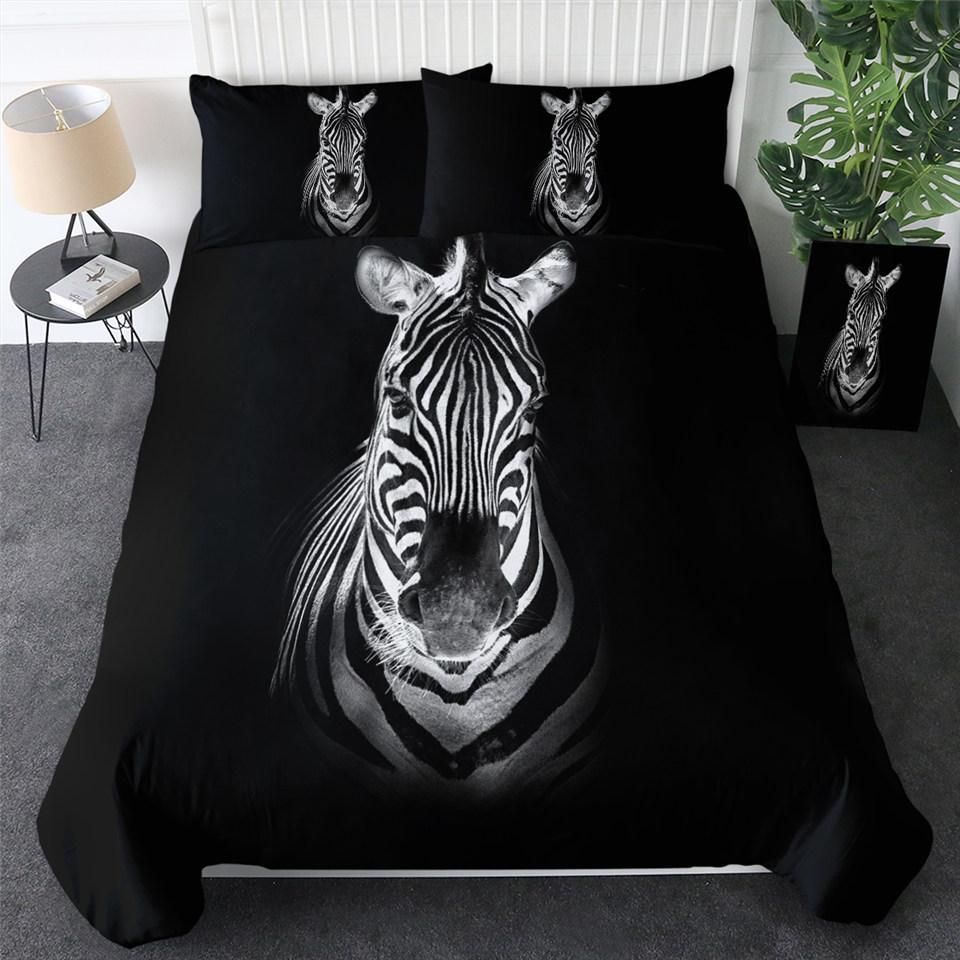 Zebra Mugshot On Black Bedding Set