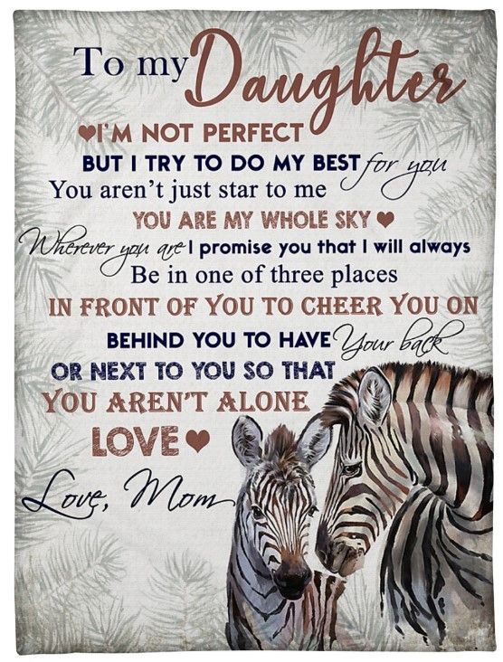 Zebra To My Daughter You Are My Whole Sky Sherpa Fleece Blanket
