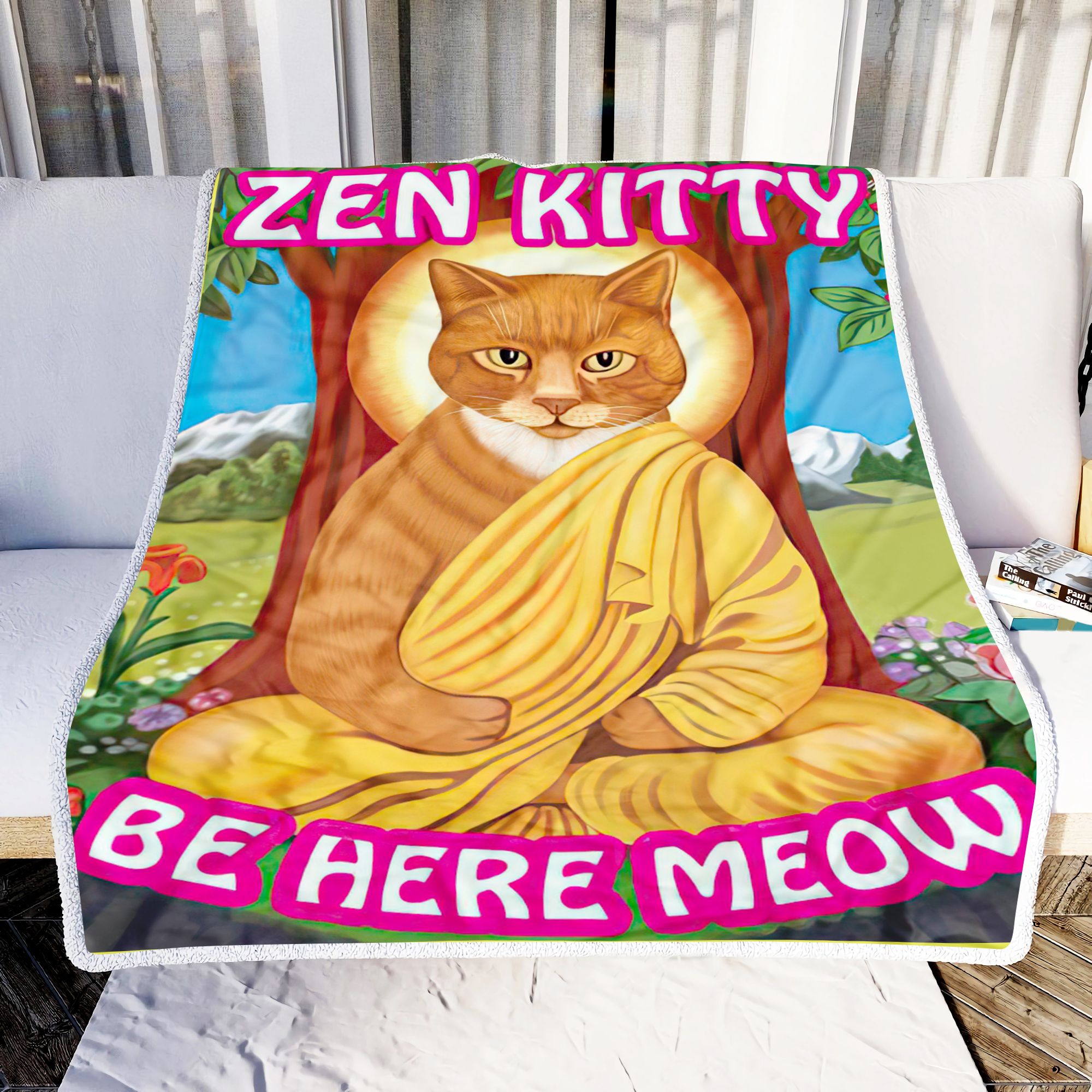 Zen Kitty Fleece Blanket