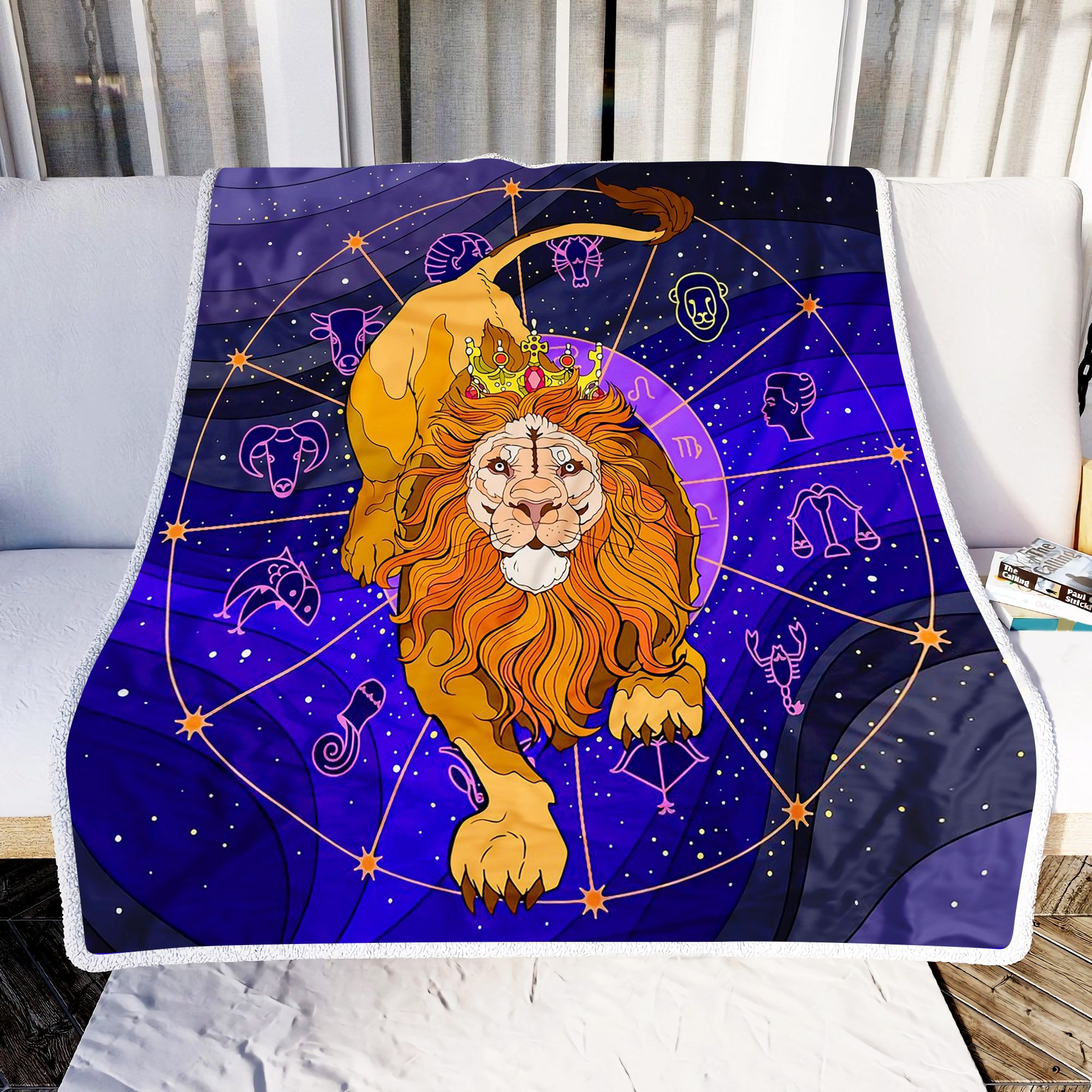 Zodiac Lion Fleece Blanket