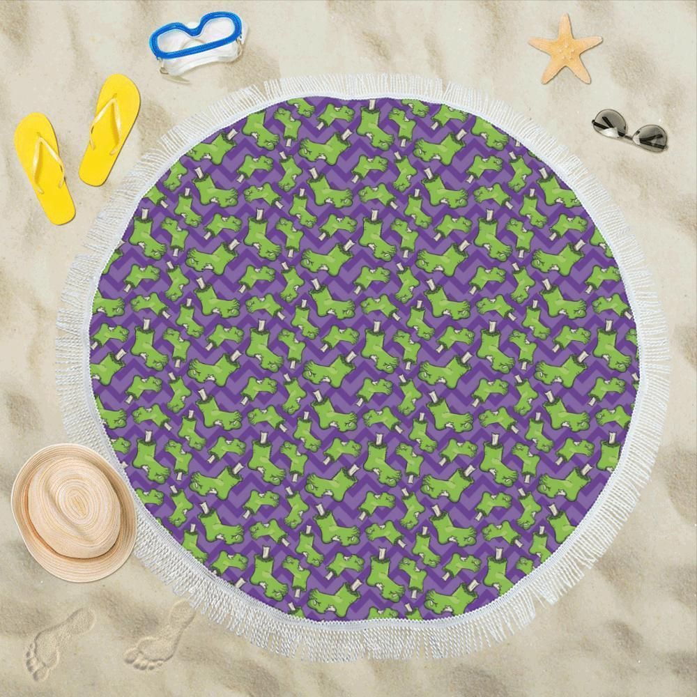 Zombie Foot Design Pattern Print Round Beach Towel