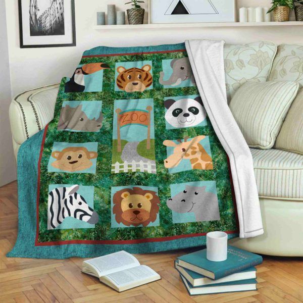 Zoo Animals Sherpa Fleece Blanket